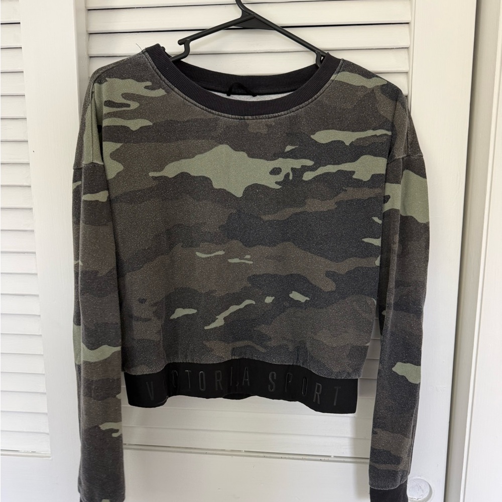 Victoria's Secret Camo Crop Top - Green and Black